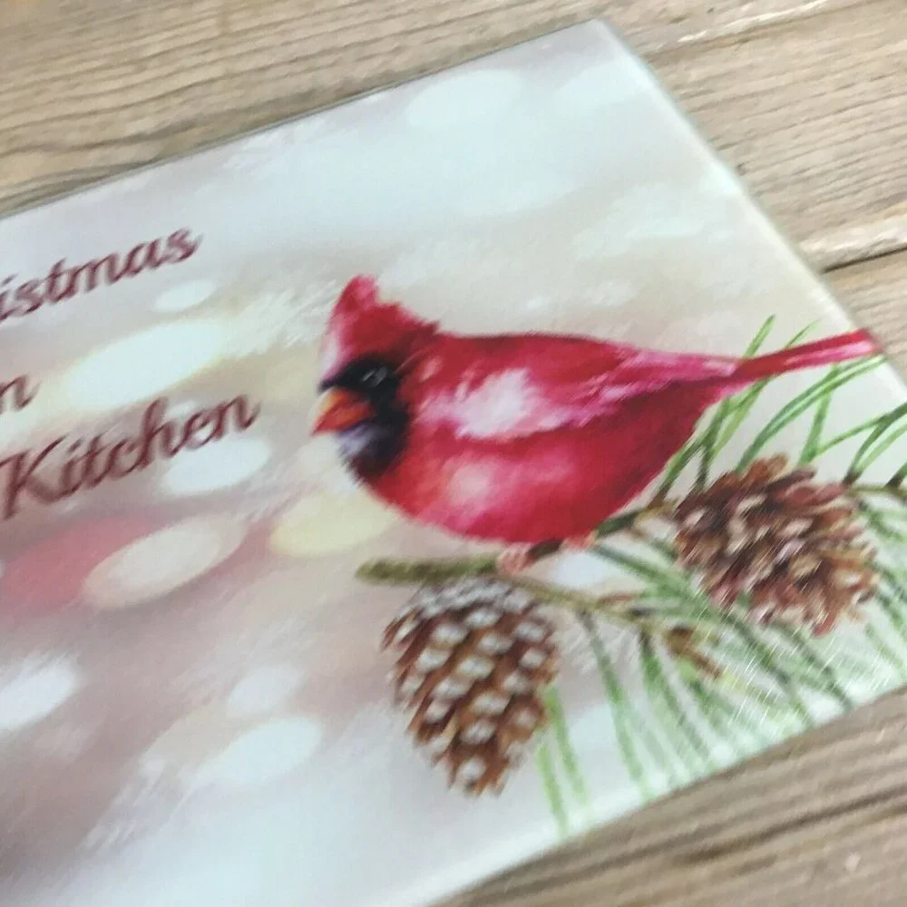 Merry Christmas from Rachel's Kitchen Cardinal Glass Cutting Board